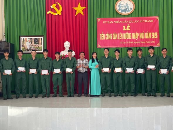Đảng ủy, HĐND, UBND, UBMTTQ Việt Nam xã Lục Sĩ Thành đã long trọng tổ chức Lễ tiễn công dân lên đường nhập ngũ năm 2026