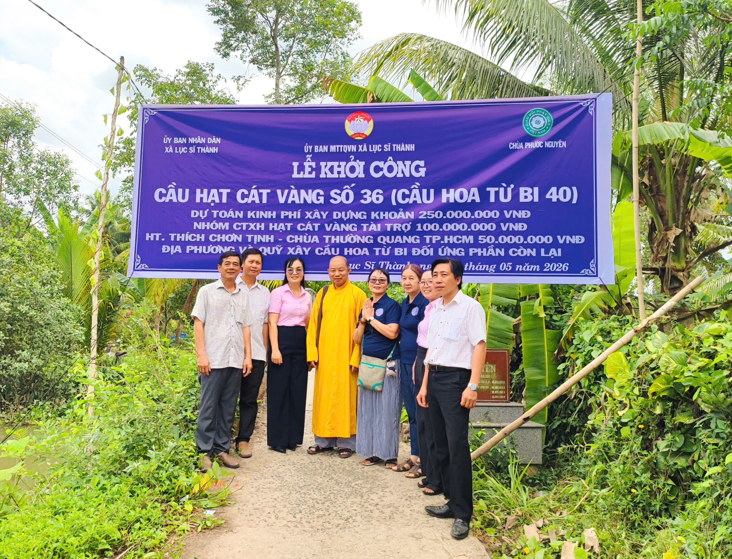 Xã Lục Sĩ Thành khởi công xây dựng cầu Hạt Cát Vàng số 36 tại ấp Mỹ Thạnh